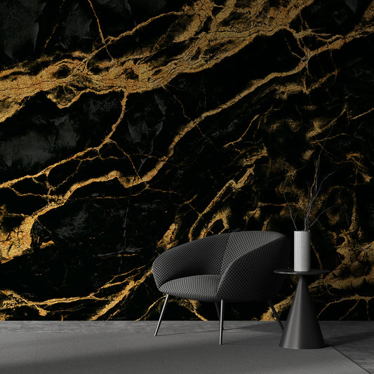 Modern Luxury Black & Gold Marble Wallpaper