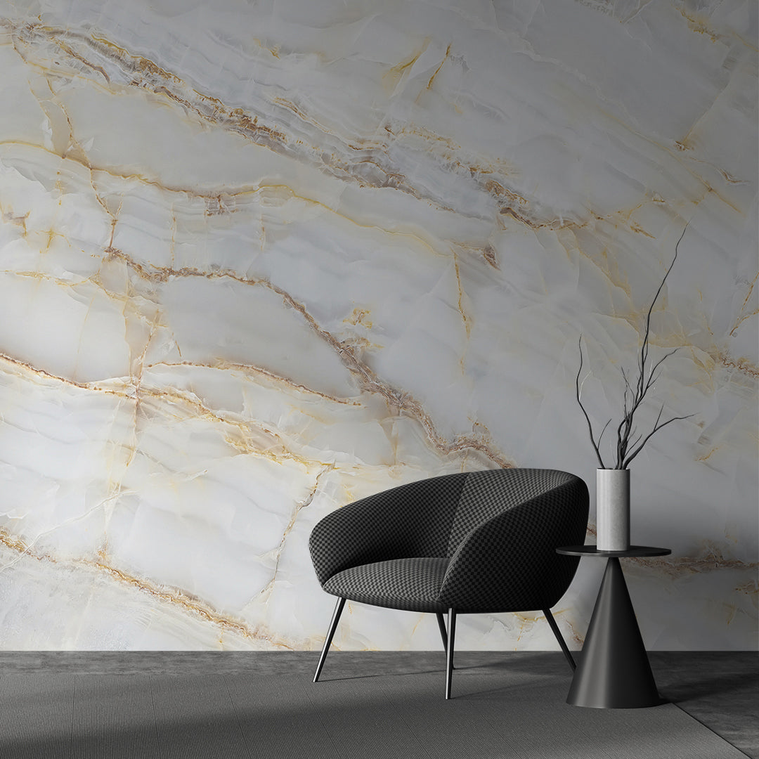 Delicate Elegance Luxurious Light Gold Marble Wallpaper