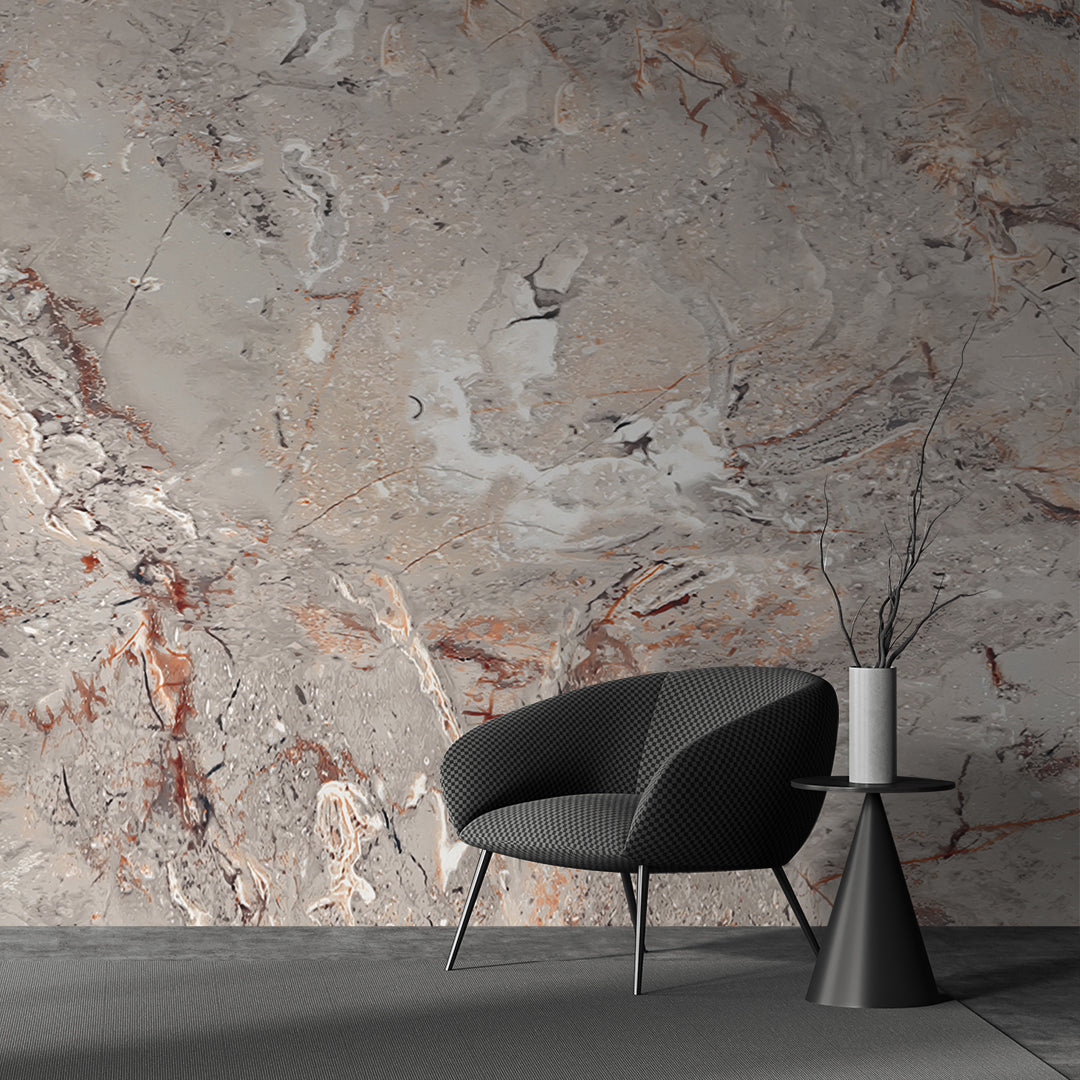 Earthy Grandeur Marble Wallpaper with Deep Veining