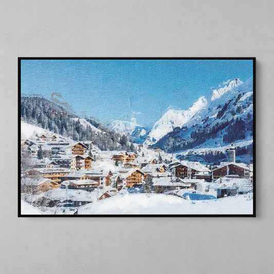 Snow Village Art Canvas Decoration