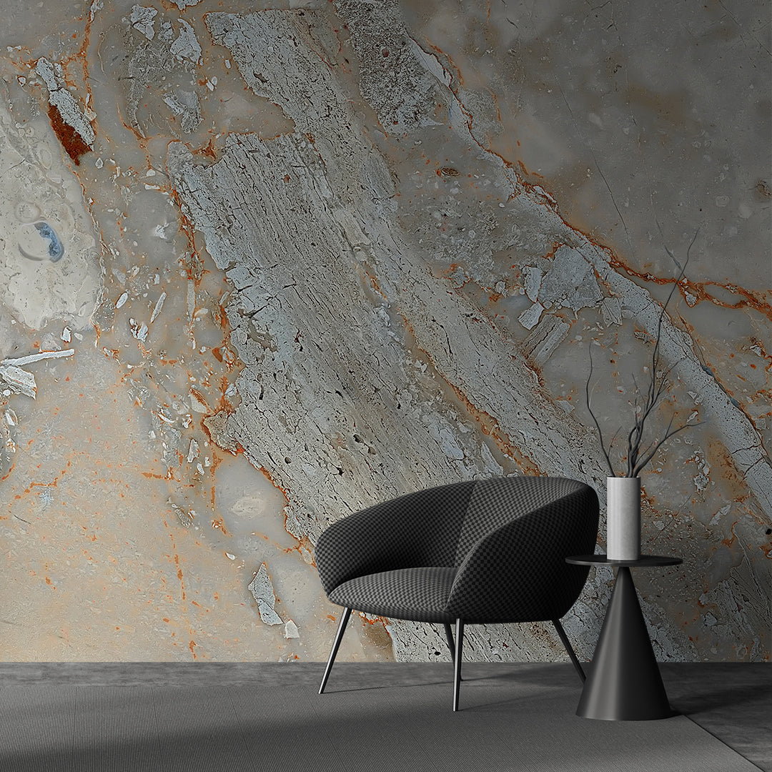 Mineral Impact Marble Wallpaper Dynamic Veining