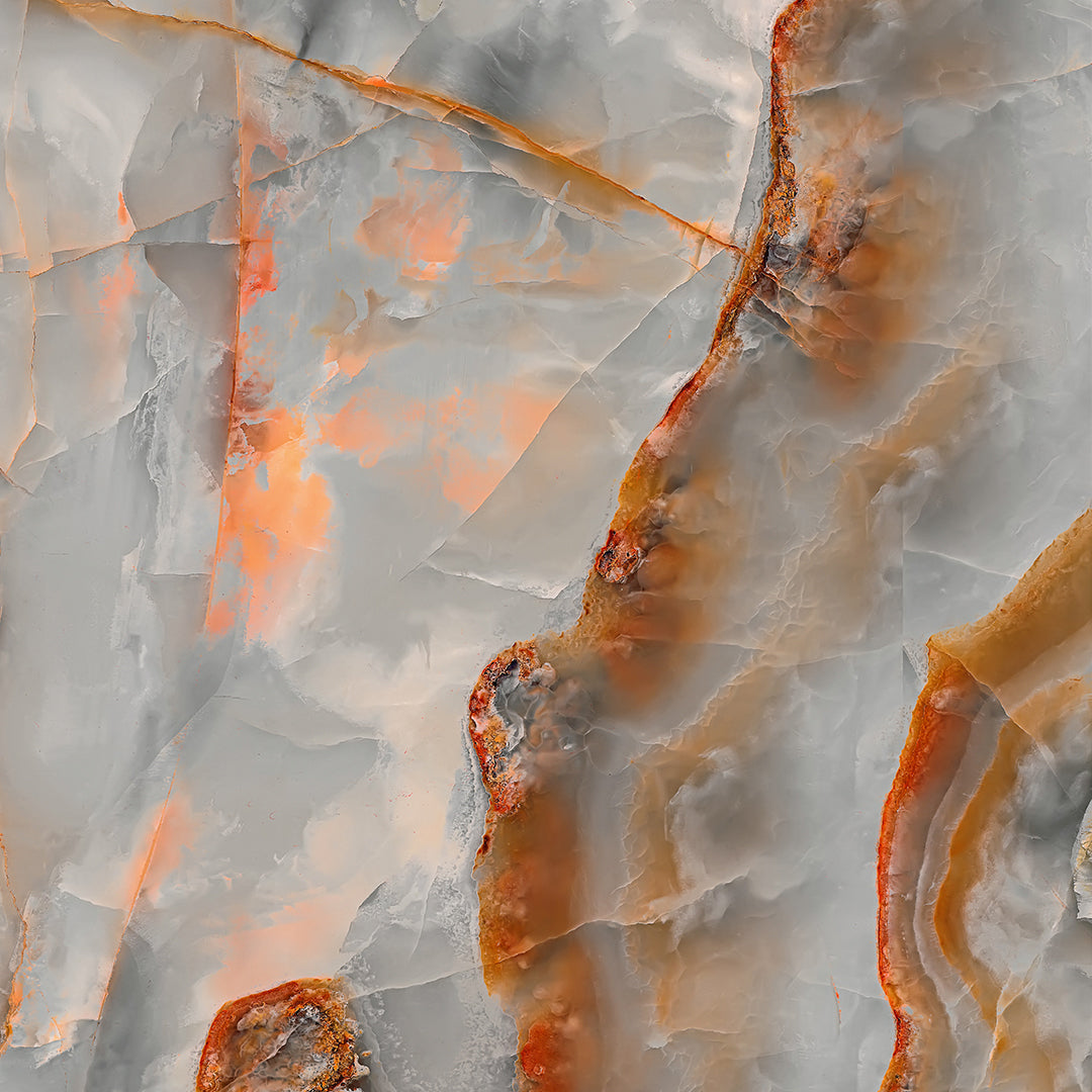 Fire and Ice Marble Wallpaper with Dynamic Orange Veining