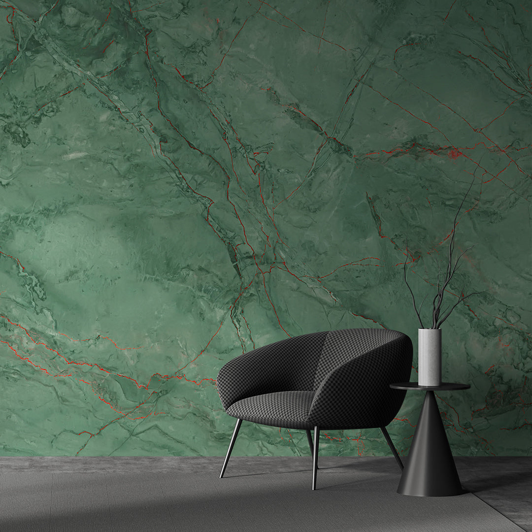 Green Elegance Terracotta Veined Marble Wallpaper