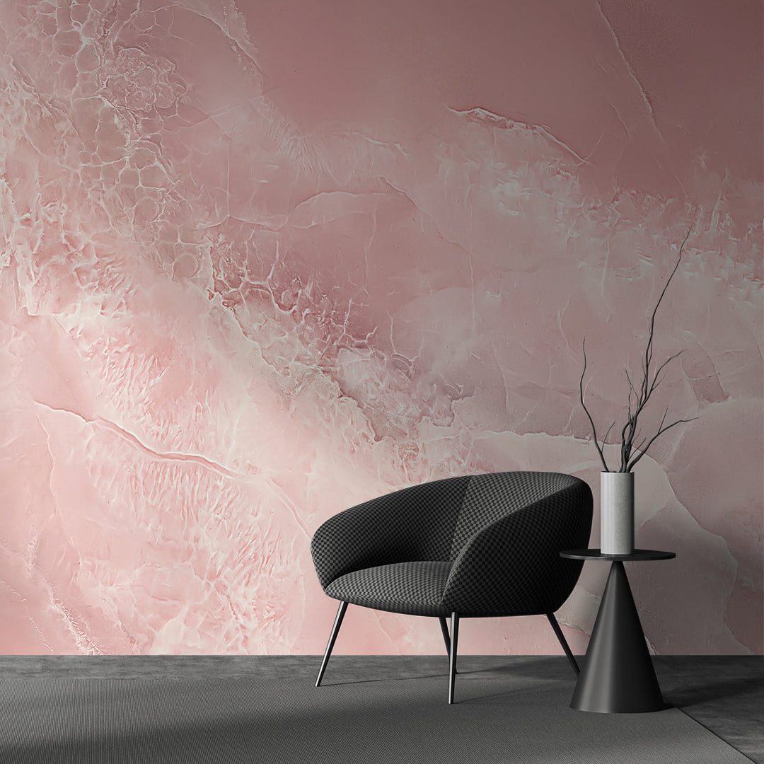 Enchanting Blush Pink & Withe Marble Wallpaper