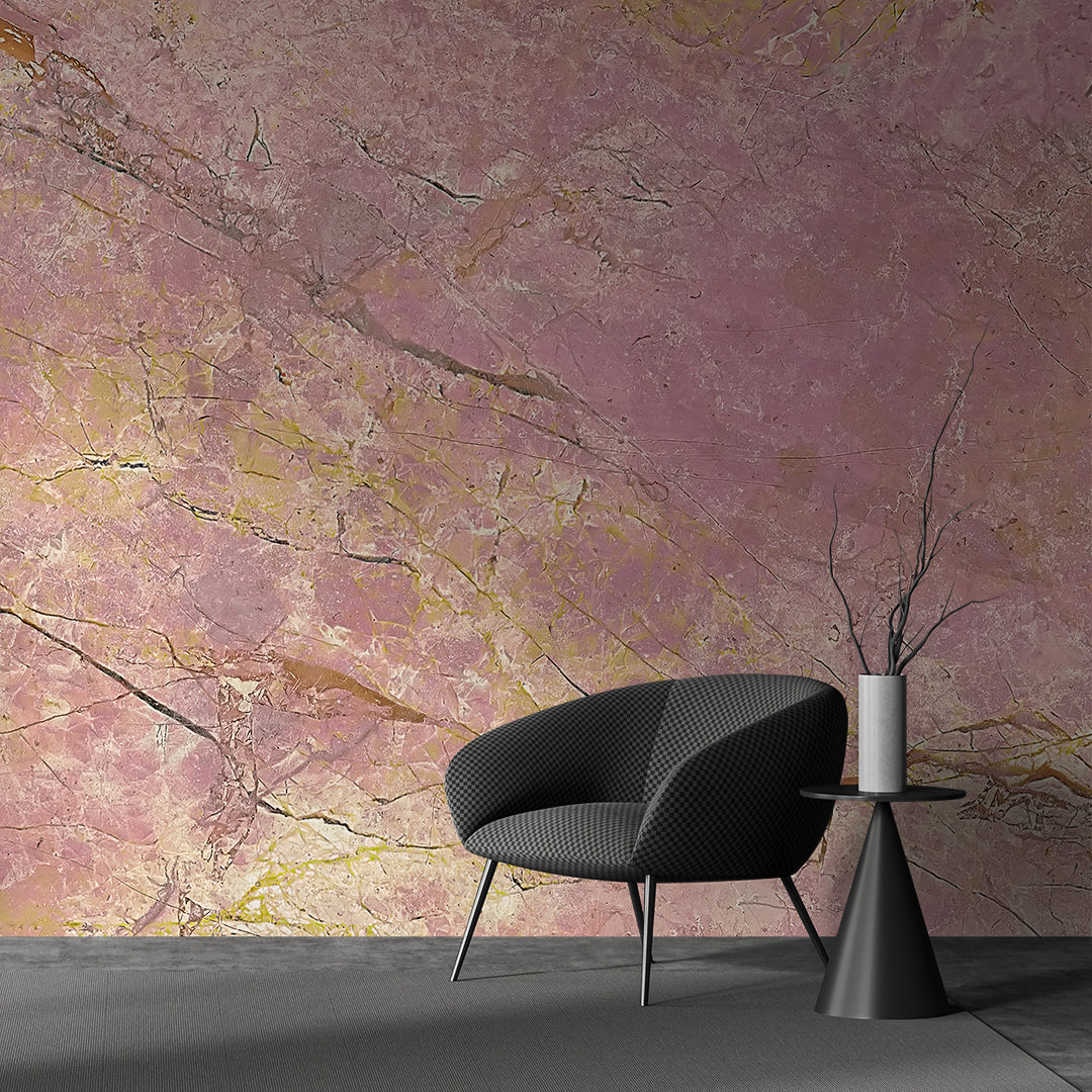 Majestic Sunset Marble Pink & Gold Wallpaper