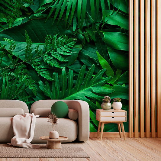 High-Quality Green Leaf Wallpaper in Vibrant and Fresh Tones